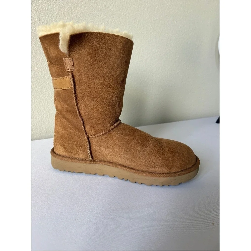 UGG Suede Boots Nash Chestnut Shearling Mid-Calf Boot with Buckle